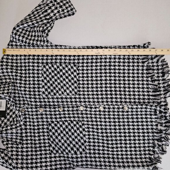 NWT Nasty Gal Size Small Shacket Shirt Jacket Fringe Houndstooth Gingham Top - Picture 8 of 12